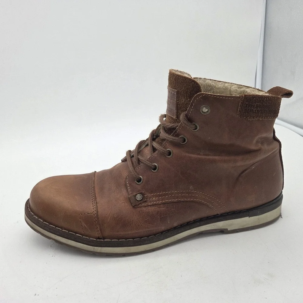 Bull Boxer Gelos Boots Mens Sz 12 Brown Leather Sherpa lining Chukka Military